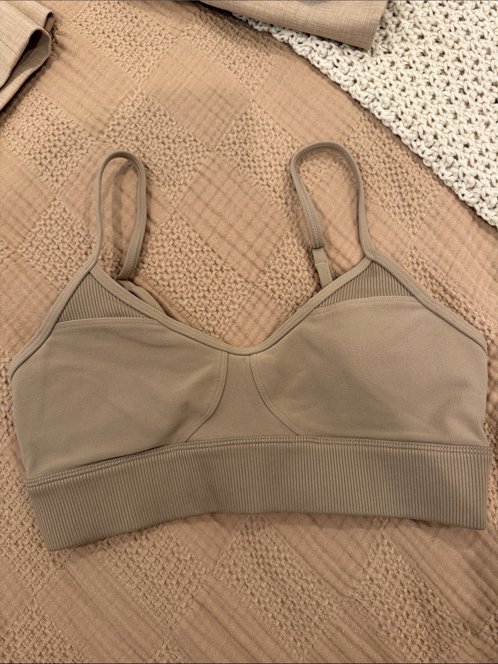 ALO Yoga Beige Seamless Light Support Bralette